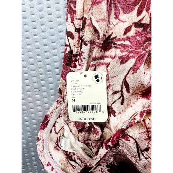 Free People, Intimately, Ivory Pink Floral Body Suit, Size M - Picture 4 of 6